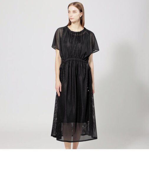 リブメッシュジャージー ギャザードレス