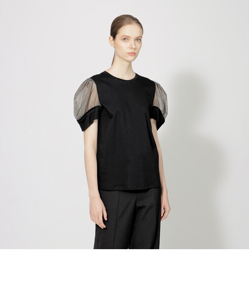 チュールコンビジャージー デザインカットソー