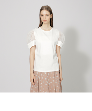 チュールコンビジャージー デザインカットソー