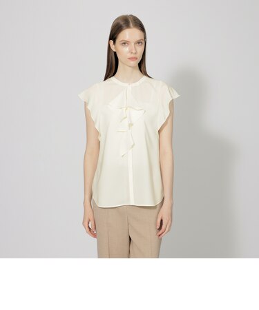 クレープデシン ラッフルブラウス