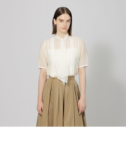 シアーライトクロス　ボウタイブラウス