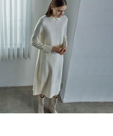 【La maglia】 シャツカラー ニットドレス