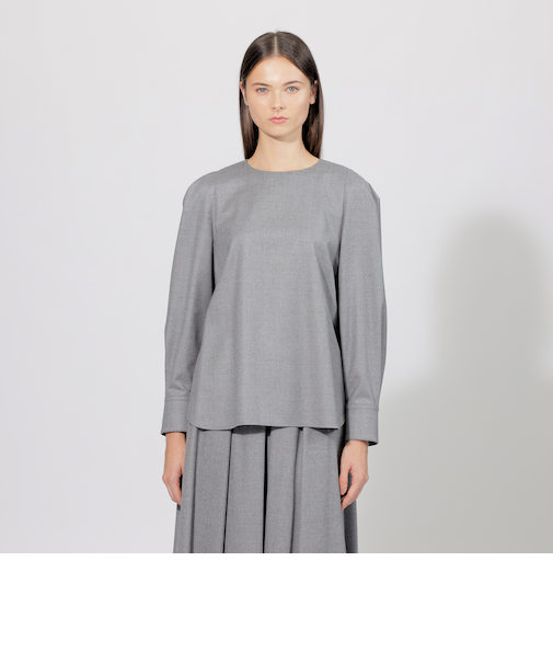 ウールフラノ クルーネックブラウス