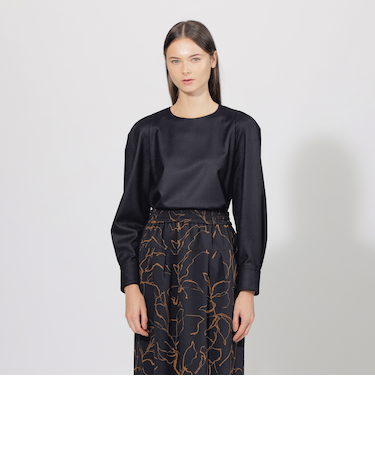 ウールフラノ クルーネックブラウス