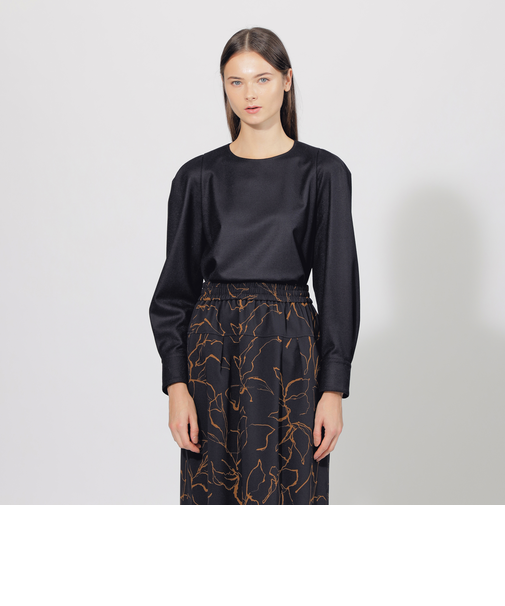 ウールフラノ クルーネックブラウス