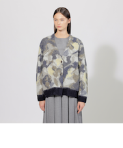 ヘアリージャカード ニットカーディガン