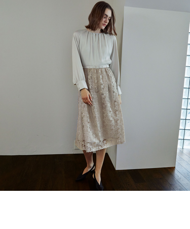 グロッシーレースコンビ フレアドレス