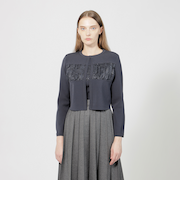 グロッシーレースコンビ ニットカーディガン