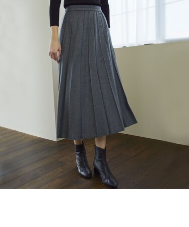 ストレッチウールフラノ プリーツスカート