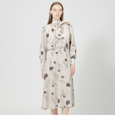 カラーシャドウフィオーレプリント フレアドレス