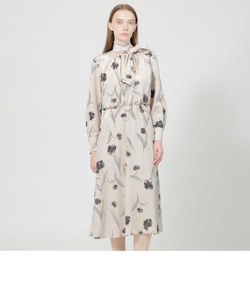 カラーシャドウフィオーレプリント フレアドレス