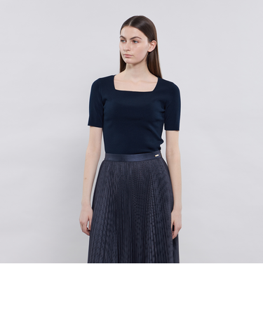 キュプラベーシック スクエアカラーニット