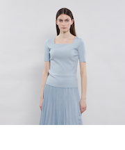 キュプラベーシック スクエアカラーニット