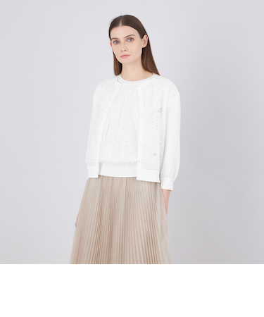 リバーレースコンビ ニットカーディガン