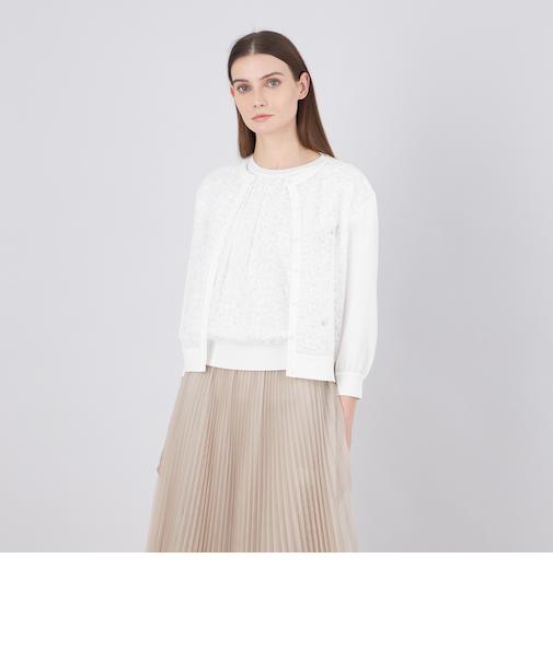 リバーレースコンビ ニットカーディガン