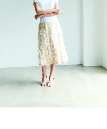 フィオーレフリンジジャカード Aラインスカート