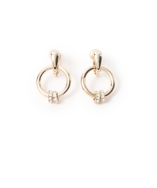 ラインストーンフープイヤリング