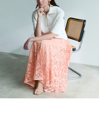 チューリップレース プリーツスカート