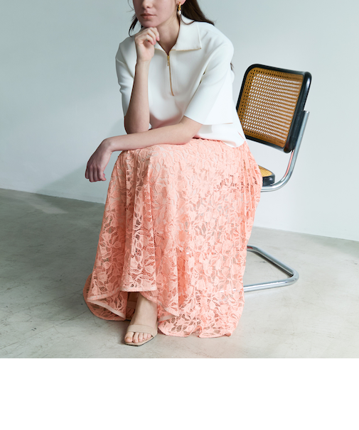 チューリップレース プリーツスカート