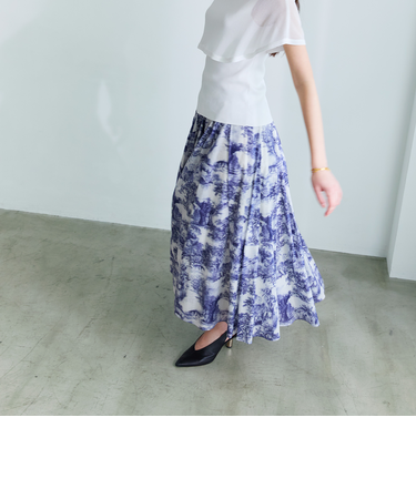 トワルドジュイプリント タックフレアスカート