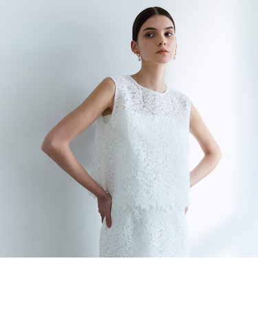 フラワーケミカルレース ノースリーブブラウス