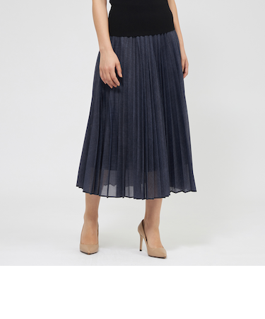 シアーデニムプリント プリーツスカート