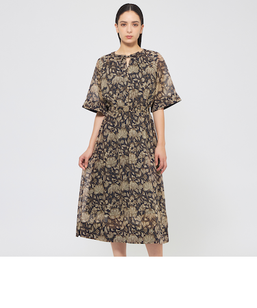 【VERY NaVY2025年6月号掲載】フラワーサラサボイル ギャザードレス