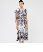 アブストラクトプリント Vネックドレス