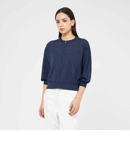 リネンナイロン ドルマンスリーブニットブルゾン