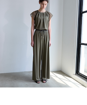 トリアセテートジャージー イージーギャザーワイドパンツ