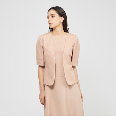 【EPOCA DI BASE】 シルクツムギジャカード ノーカラージャケット 《WEB＆一部店舗限定》