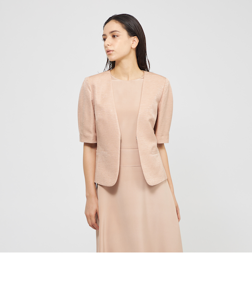 【EPOCA DI BASE】 シルクツムギジャカード ノーカラージャケット 《WEB＆一部店舗限定》