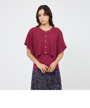 ドライストレッチ レイヤードケープニットプルオーバー