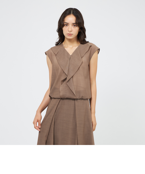 ウールボイル フリルブラウス