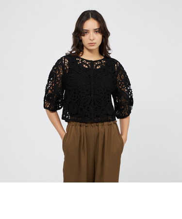 フラワーエンブロイダリー ニットカーディガン