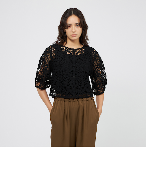 フラワーエンブロイダリー ニットカーディガン