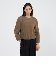 トリアセダブルクロス レースコンビブラウス