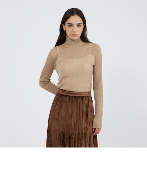 キュプラストレッチ スタンドカラーニットプルオーバー｜エポカの通販