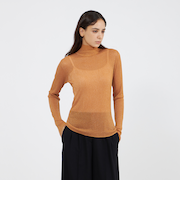 シアーラメ ハイネックニット