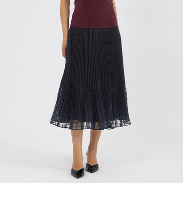 レースコンビパウダリージョーゼット プリーツスカート