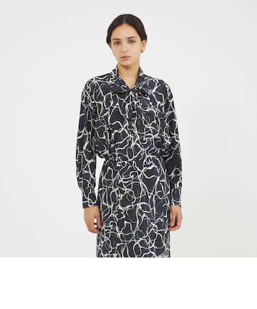 マーブルプリント タイブラウス