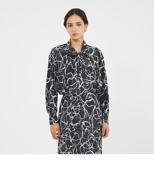 マーブルプリント タイブラウス