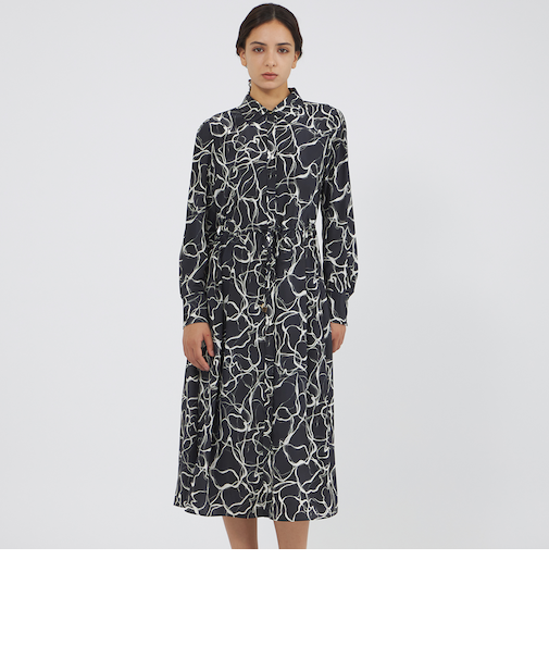 マーブルプリント シャツドレス