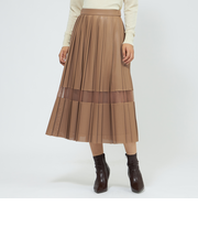パンチングシンセティックレザー プリーツスカート