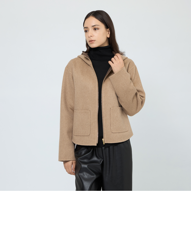 ウールリバーシブルフーディー ショートコート