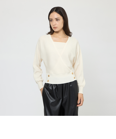 【WEB＆一部店舗限定】 ウォッシャブルウール カシュクールリブニット
