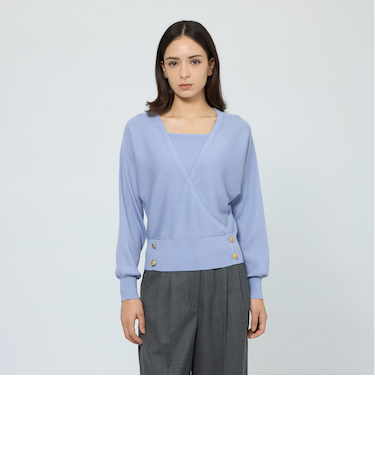 【WEB＆一部店舗限定】 ウォッシャブルウール カシュクールリブニット