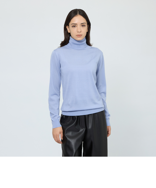 ウォッシャブルウール　タートルネックニット