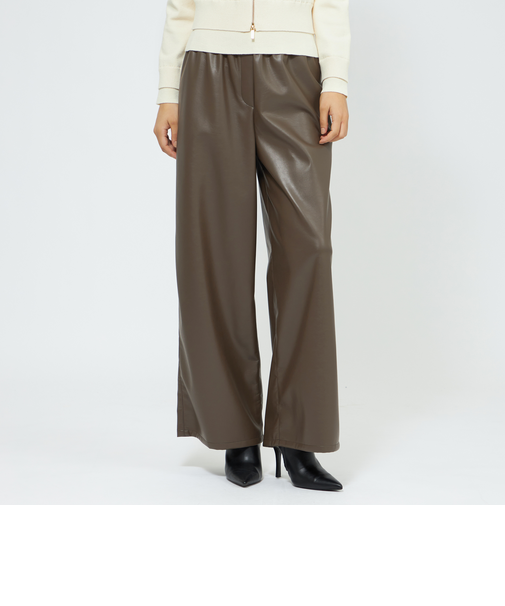 シンセティックレザー ワイドパンツ