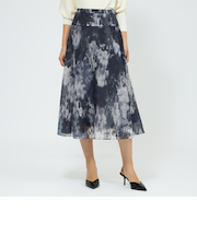 ニュアンスフラワープリント フレアスカート